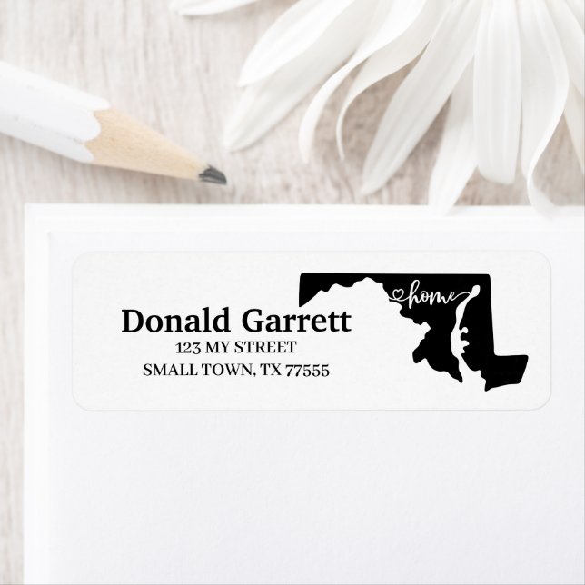 Hemlägeskontur för hjärta Maryland Adress Returadress Etikett (Insitu)