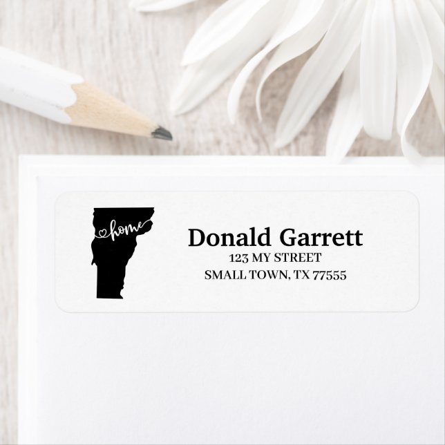 Hemlägeskontur för hjärta Vermont Adress Returadress Etikett (Insitu)