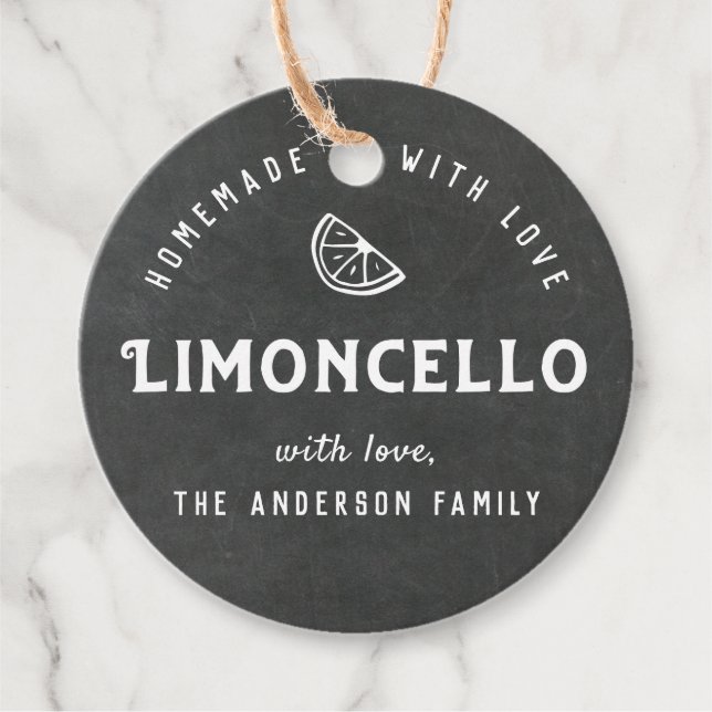 Hemlagrad med Kärlek Limoncello Modern Kritskrift Gåvor Etiketter (Framsida)