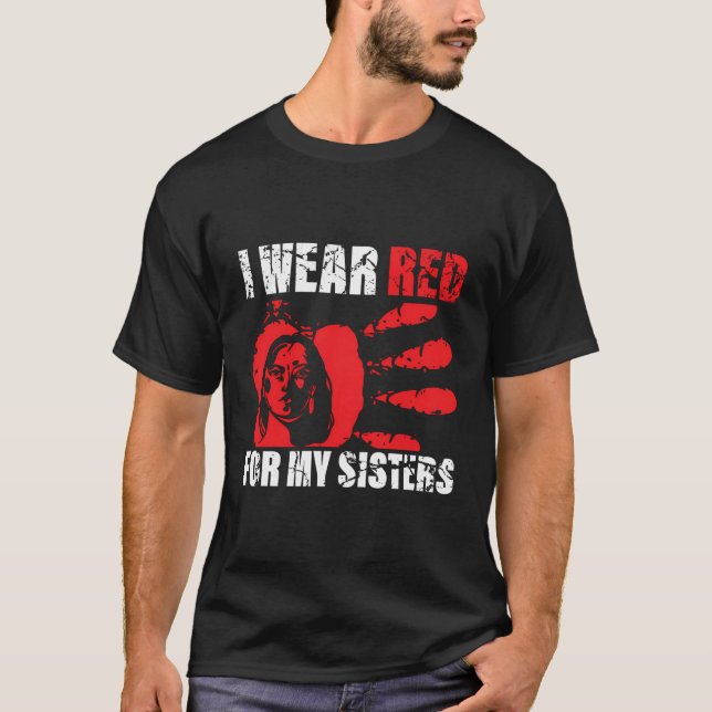 Hemlandet Amerika Mmiw Awareness I Bära Red for My T Shirt (Framsida)
