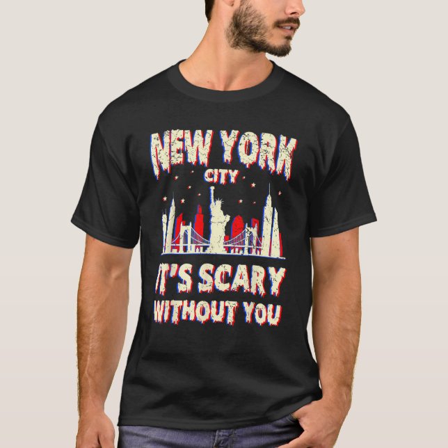 Hemlängtana New York Amerika, Amerikanska Hallowee T Shirt (Framsida)
