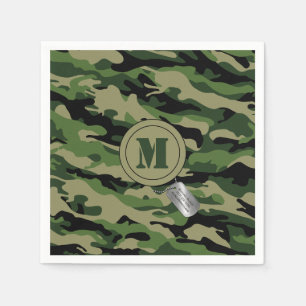 Hemlig Camo kamouflage Monogrammed Dogtag Pappersservett
