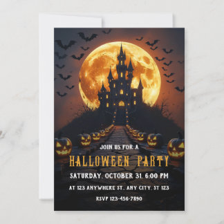Hemlig Castle Halloween Inbjudningar