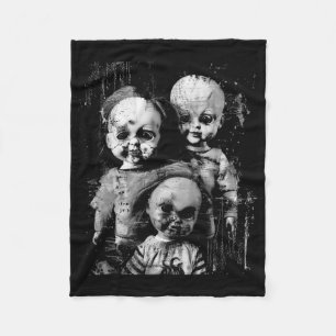 Hemlig Creepy Doll Horror Leksak Halloween Goth Al Fleecefilt