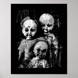 Hemlig Creepy Doll Horror Leksak Halloween Goth Al Poster