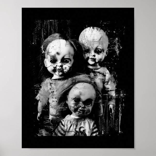 Hemlig Creepy Doll Horror Leksak Halloween Goth Al Poster (Framsidan)
