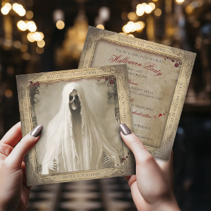 Hemlig Creepy Ghost QR Code Vuxen Halloween Inbjudningar