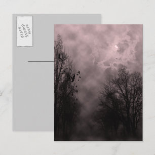 Hemlig Halloween Blood Red Himmel med Ravens Vykort