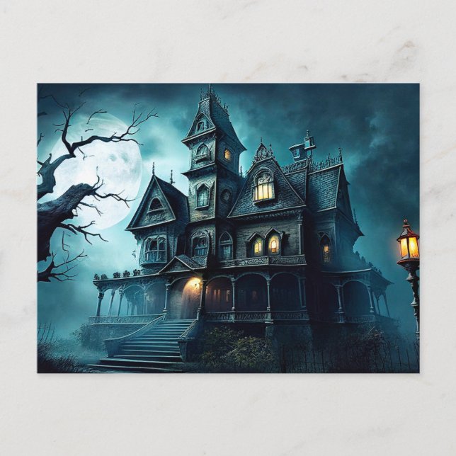 Hemlig Halloween-hemlig mansion efter midnatt Vykort (Framsida)
