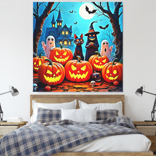 Hemlig Halloween-nattdesign Canvastryck