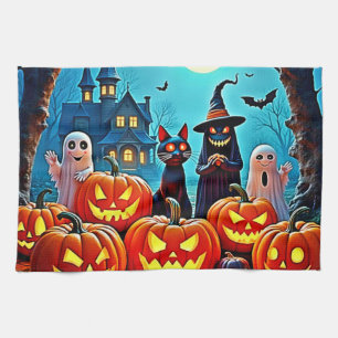 Hemlig Halloween-nattdesign Kökshandduk