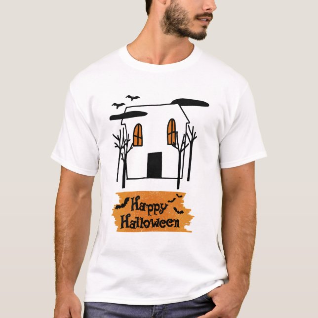 Hemlig House Halloween Cute Doodle T Shirt (Framsida)