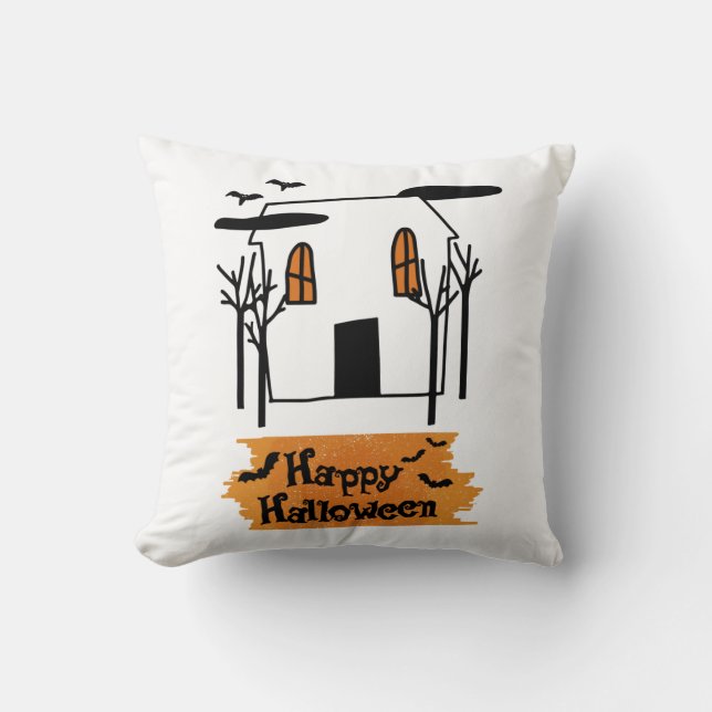 Hemlig House Halloween Cute Doodle T-Shirt Kudde (Framsida)