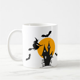 Hemlig House Witch Orange & Black Halloween Kaffemugg