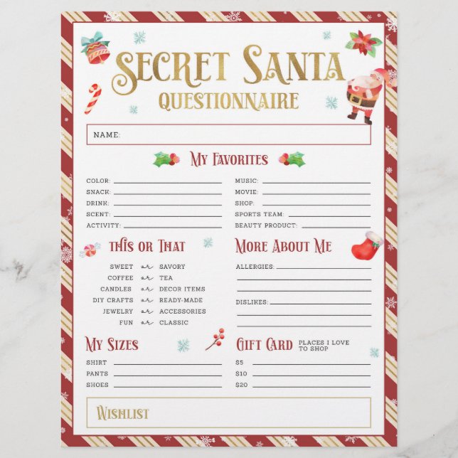 Hemlig jultomte-gift Exchange-fråga Reklamblad (Framsidan)