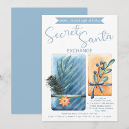 Hemlig jultomten Party Watercolor Inbjudningar