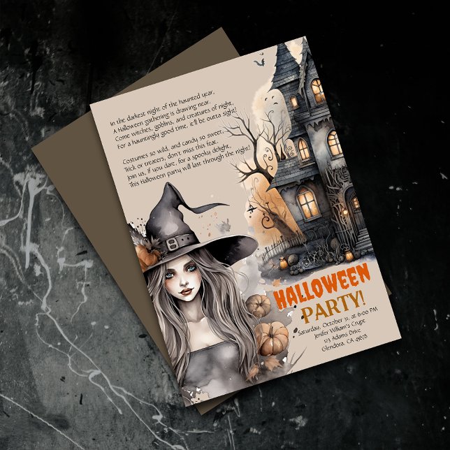 Hemlig kammare | Inbjudan till Witch Halloween-Dik (Elevate your upcoming event with uniquely designed Halloween invitations featuring a spooky poem!)