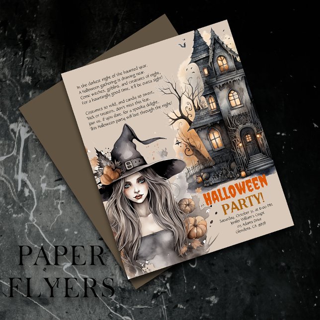 Hemlig kammare | Inbjudan till Witch Halloween-Dik Flygblad (Exceptional value: budget-friendly Halloween invitations for memorable events and cost saving!)