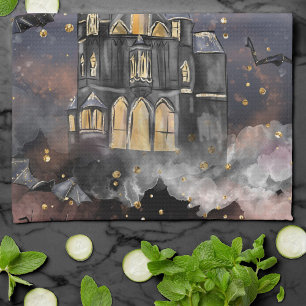 Hemlig kammare Spooky Full Moon Träd och Fladder Kökshandduk