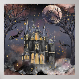Hemlig kammare | Spooky Full Moon Träd och Fladder Poster