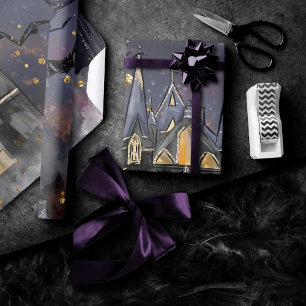 Hemlig kammare Spooky Full Moon Träd och Fladder Presentpapper