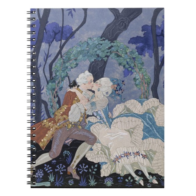 Hemlig kyss, illustration för "Fetes Galantes" by Anteckningsbok (Framsidan)