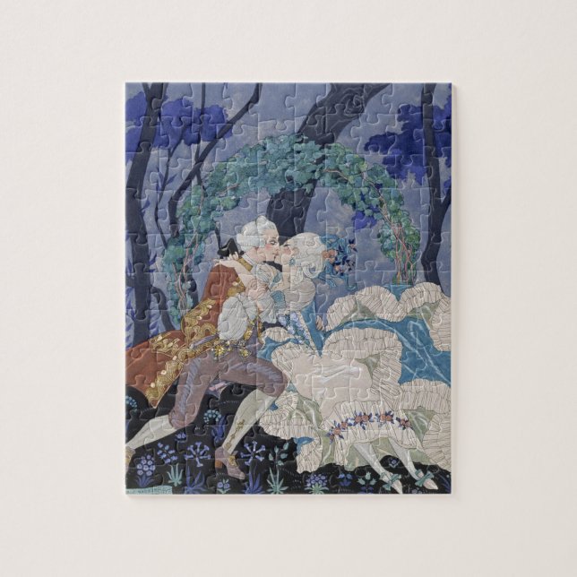 Hemlig kyss, illustration för "Fetes Galantes" by Pussel (Vertikal)