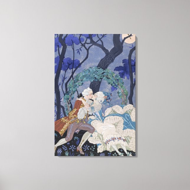 Hemlig kyss, illustration till "Fetes Galantes" av Canvastryck (Framsida)