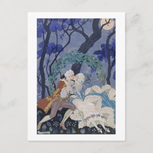 Hemlig kyss, illustration till "Fetes Galantes" av Vykort