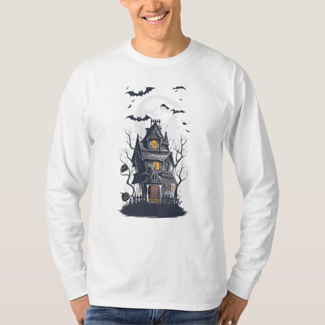 Hemlig mansion Halloween Scene T Shirt (Framsida)