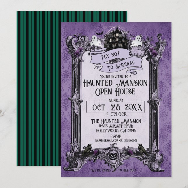 Hemlig Mansion Open House Inbjudningar (Fram/baksida)