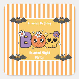 Hemlig nattdag Party-födelsedag - Halloween-natt Fyrkantigt Klistermärke