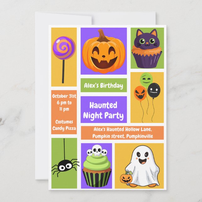 Hemlig nattdag Party-födelsedag - Halloween-natt Inbjudningar (Framsida)