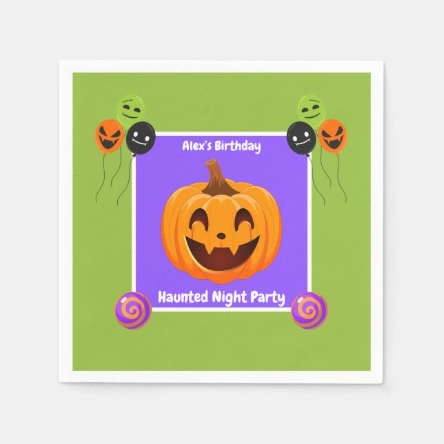 Hemlig nattdag Party-födelsedag - Halloween-natt Pappersservett (Framsidan)