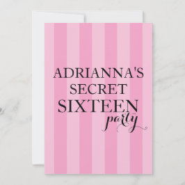 Hemlig överraskning Sweet sixteen Rosa Rand Inbjudningar