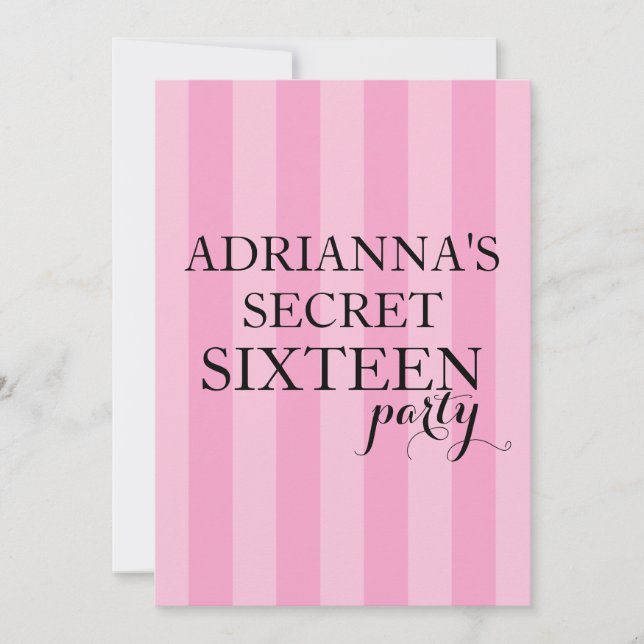 Hemlig överraskning Sweet sixteen Rosa Rand Inbjudningar (Framsida)