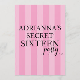 Hemlig överraskning Sweet sixteen Rosa Rand Inbjudningar