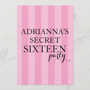 Hemlig överraskning Sweet sixteen Rosa Rand Inbjudningar