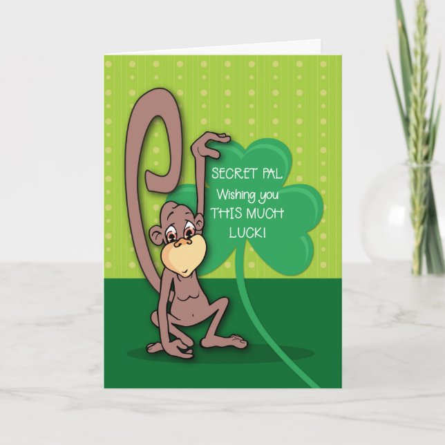 Hemlig PalSts Patrick apa för dag med shamrocken Kort (Framsida)