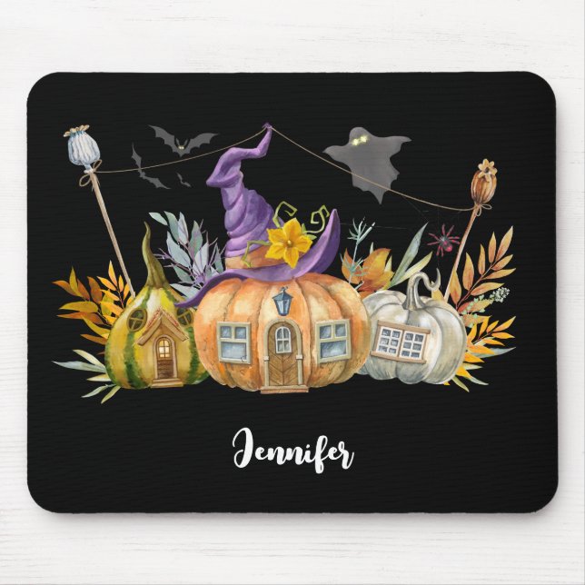 Hemlig pumpkin House med Ghost & Fladdermöss Musmatta (Framsidan)