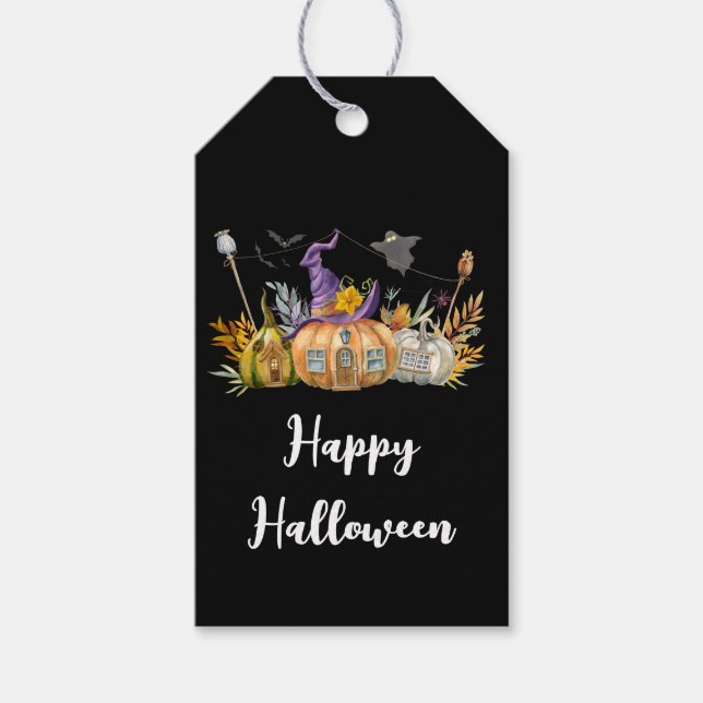 Hemlig pumpkin House med Ghost & Fladdermöss Presentetikett (Framsidan)