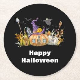 Hemlig pumpkin House med Ghost & Fladdermöss Underlägg Papper Rund