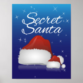 Hemlig Santa, blå/hatt Poster