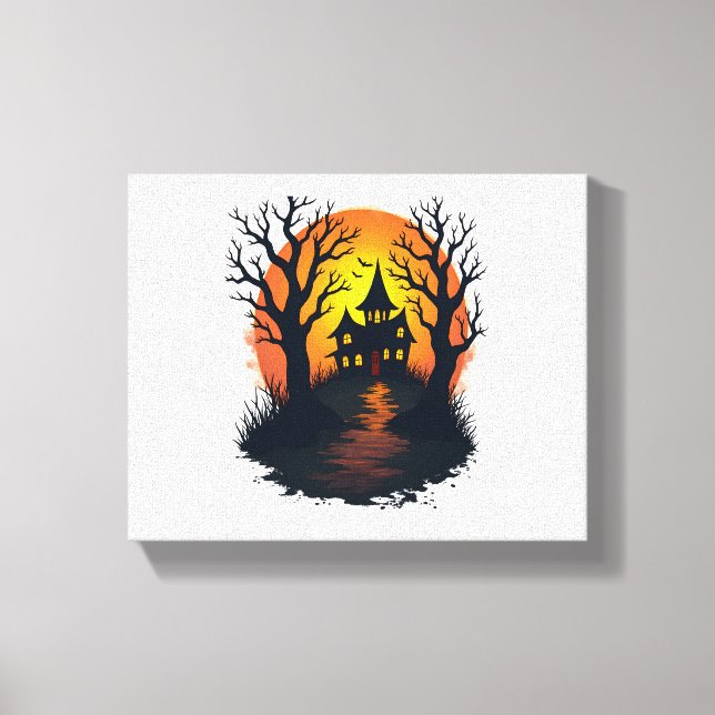 Hemlig skog - Spooky Halloween Nature Tee Canvastryck (Framsida)