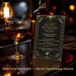 Hemlig Speakeasy Natt Inbjudan - Rosande 20-talet