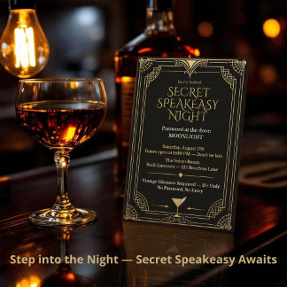 Hemlig Speakeasy Natt Inbjudan - Rosande 20-talet