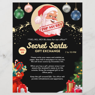 Hemlig Tomte Julklappsutbyte Svart Jul Event Party Reklamblad