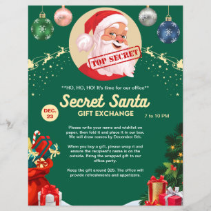 Hemlig Tomte Presentutbyte Grön Julfest Reklamblad