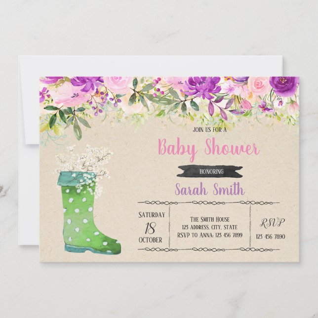 Hemlig trädgård baby shower inbjudan (Framsida)