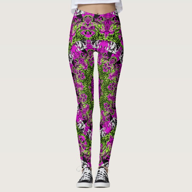 Hemlig trädgård (färgrik abstrakt mönster) leggings (Framsida)
